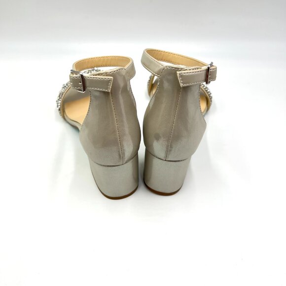 8W 8 WIDE WIDTH Betsey Johnson Mel Low Block Heels Jeweled Dress Sandals Shoes - Picture 6 of 13